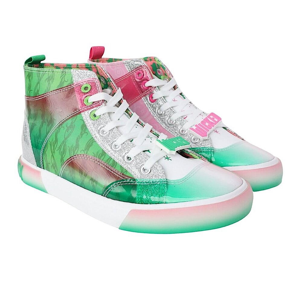 WICKED GLINDA ELPHABA Women's High Top Sneaker Shoes SIZE 8 Pink & Green NEW - Picture 7 of 16